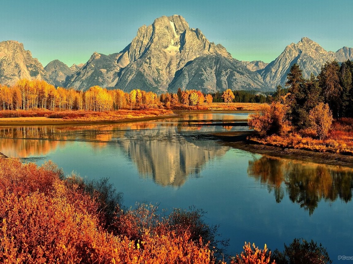 осень горы лес отражение autumn mountains forest reflection загрузить