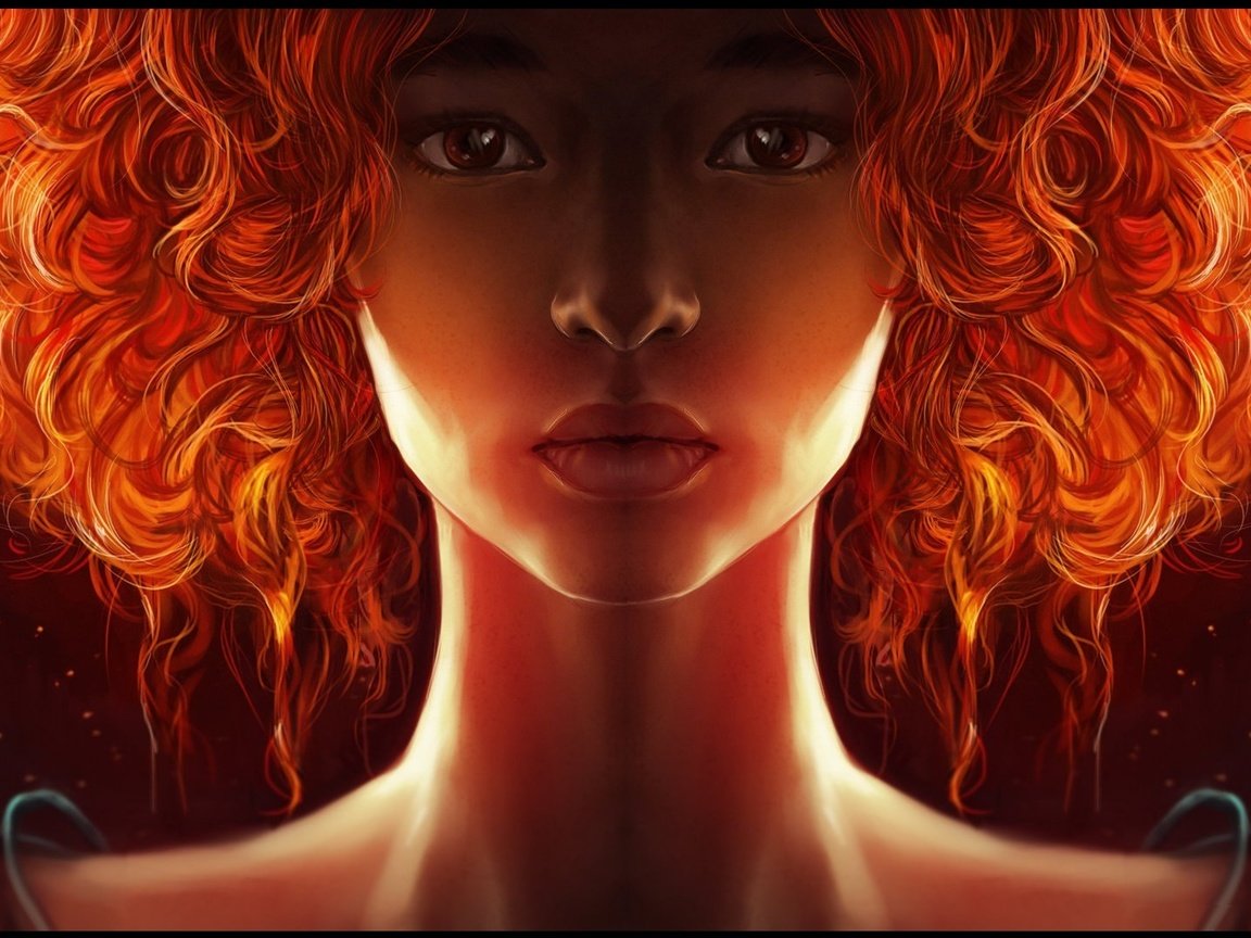Обои арт, девушка, портрет, рыжая, кудри, лицо, art, girl, portrait, red, curls, face разрешение 1984x1082 Загрузить