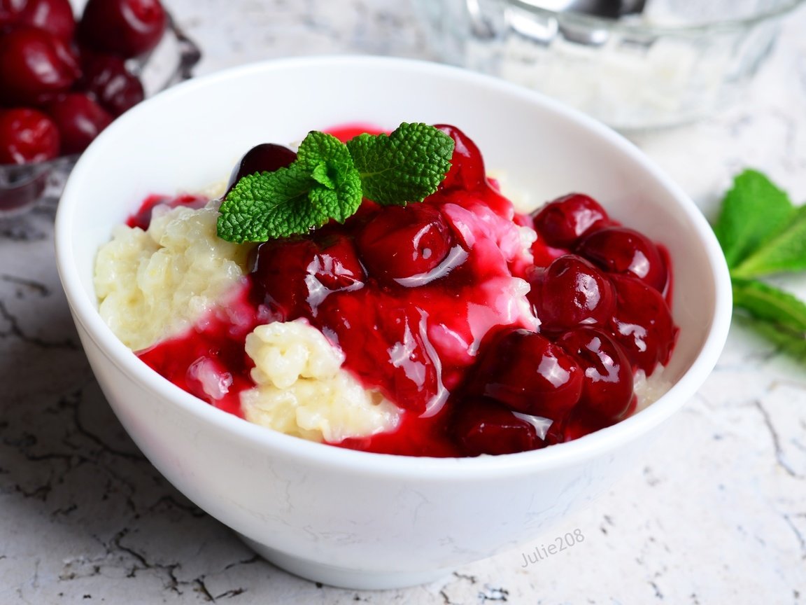 Обои мята, вишня, десерт, пудинг, кисель, mint, cherry, dessert, pudding, jelly разрешение 2500x1595 Загрузить