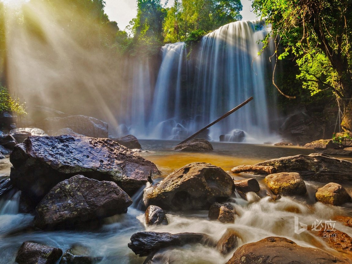 Обои река, солнце, природа, камни, лес, водопад, bing, phnom kulen national park, river, the sun, nature, stones, forest, waterfall разрешение 1920x1200 Загрузить