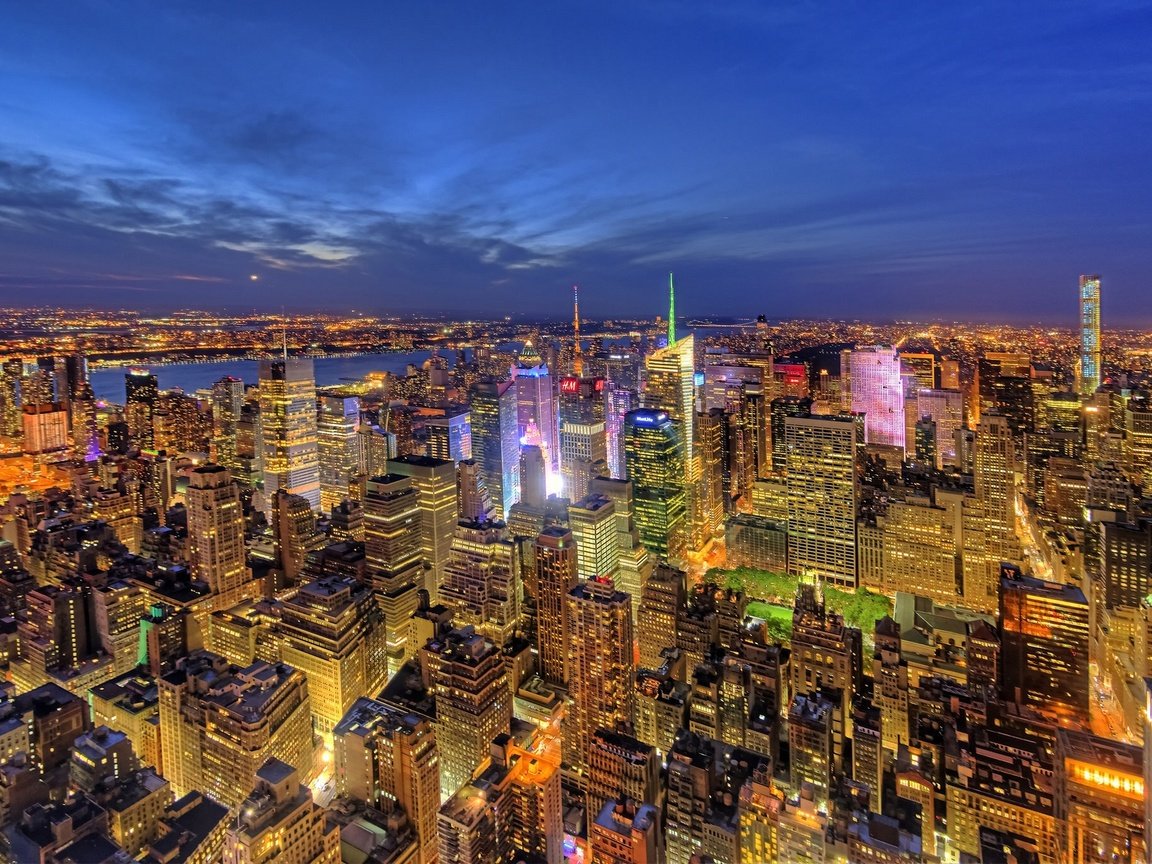 Обои панорама, небоскребы, ночной город, нью-йорк, здания, манхеттен, манхэттен, new york city, nyc, panorama, skyscrapers, night city, new york, building, manhattan разрешение 1920x1280 Загрузить