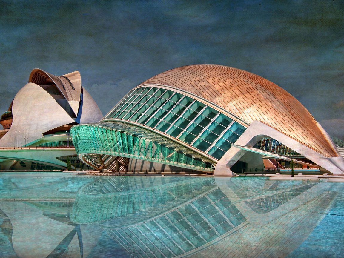 Обои небо, отражение, бассейн, здание, испания, валенсия, the sky, reflection, pool, the building, spain, valencia разрешение 2048x1284 Загрузить