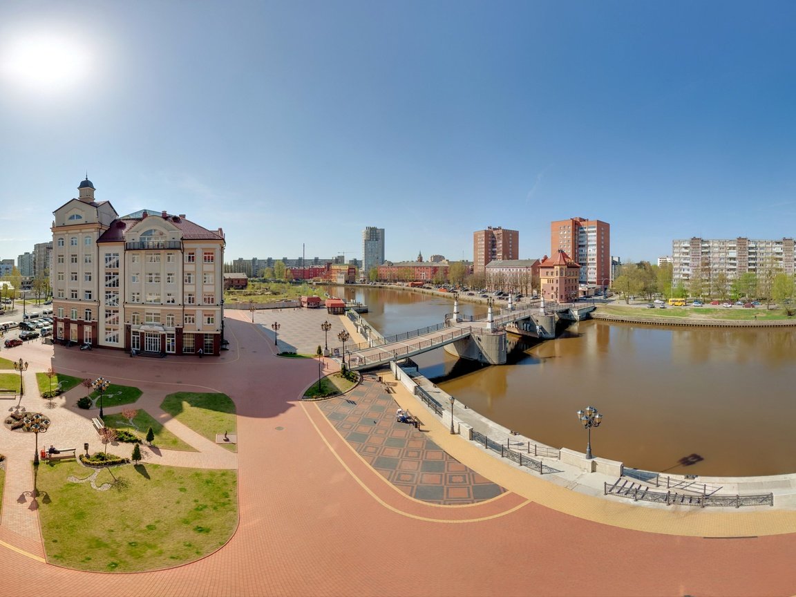 Обои река, парк, мост, город, дома, россия, здания, калининград, river, park, bridge, the city, home, russia, building, kaliningrad разрешение 2560x1600 Загрузить