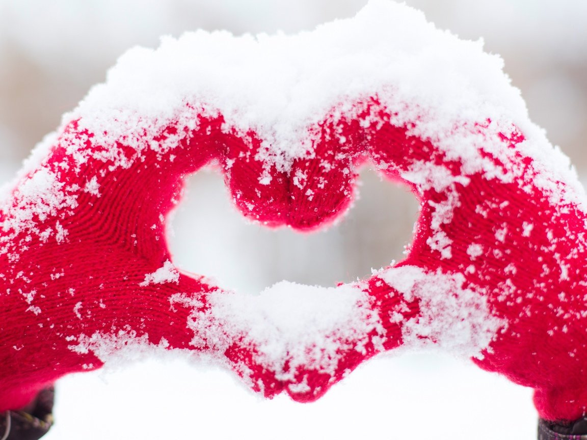 Обои снег, зима, сердце, любовь, руки, snow, winter, heart, love, hands разрешение 2555x1600 Загрузить