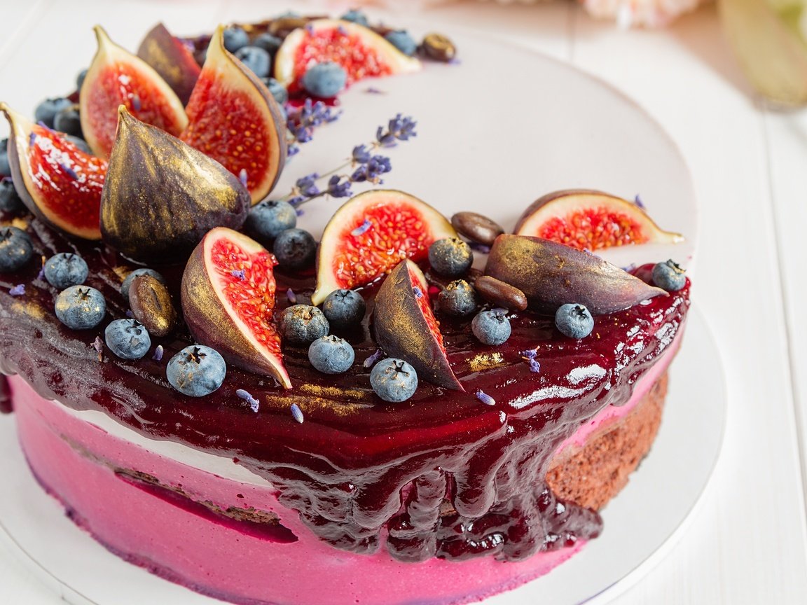 Обои лаванда, ягоды, черника, сладкое, торт, десерт, инжир, lavender, berries, blueberries, sweet, cake, dessert, figs разрешение 4650x3100 Загрузить