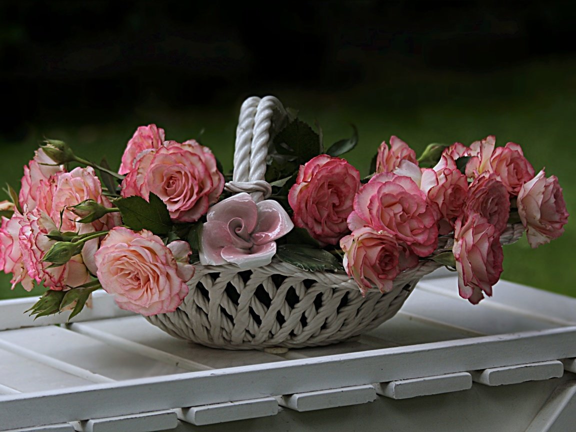 Обои цветы, розы, доски, ваза, столик, flowers, roses, board, vase, table разрешение 3092x2061 Загрузить