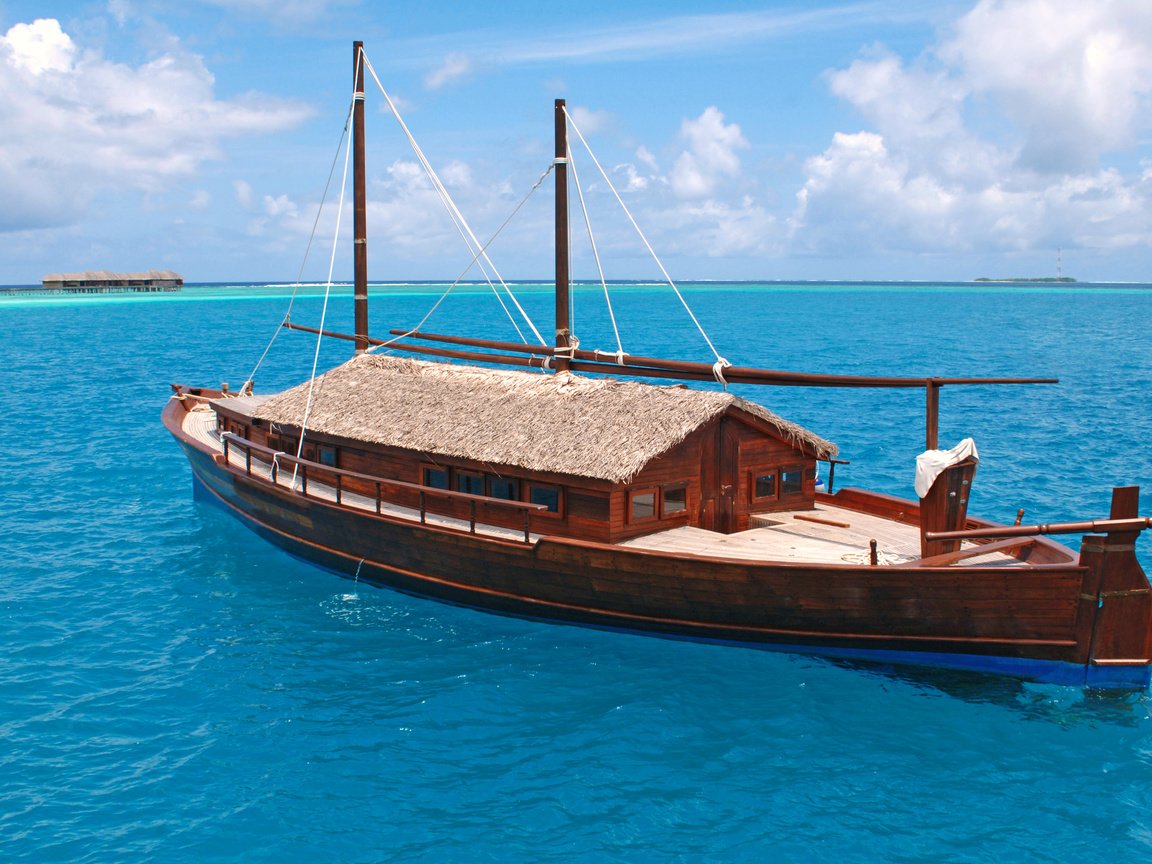 Обои море, лодка, остров, мальдивы, sea, boat, island, the maldives разрешение 4288x2848 Загрузить
