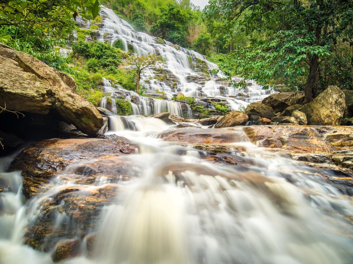 Обои река, лес, пейзаж, водопад, джунгли, каскад, river, forest, landscape, waterfall, jungle, cascade разрешение 6016x4016 Загрузить