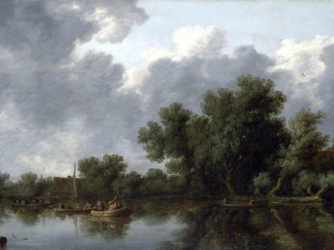 Обои картина, пейзаж, лодка, речная сцена, salomon van ruysdael, саломон ван рёйсдал, picture, landscape, boat, river scene, salomon van ruisdael разрешение 5600x3229 Загрузить