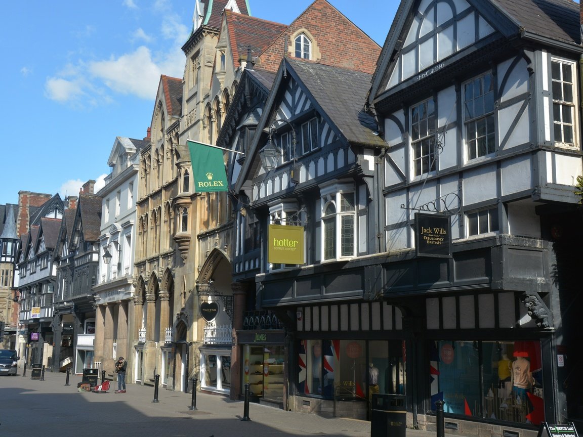 Обои город, улица, англия, здания, честер, the city, street, england, building, chester разрешение 5789x3859 Загрузить