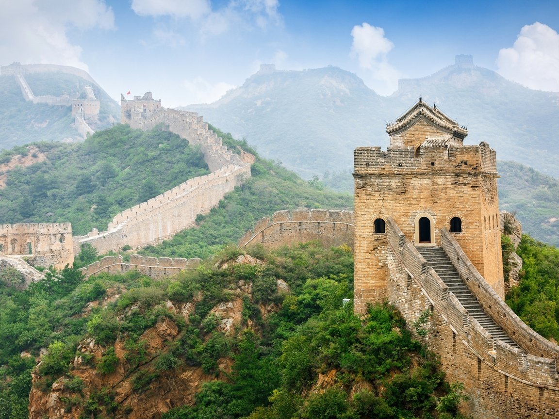 Обои небо, горы, стена, китай, the sky, mountains, wall, china разрешение 2560x1600 Загрузить