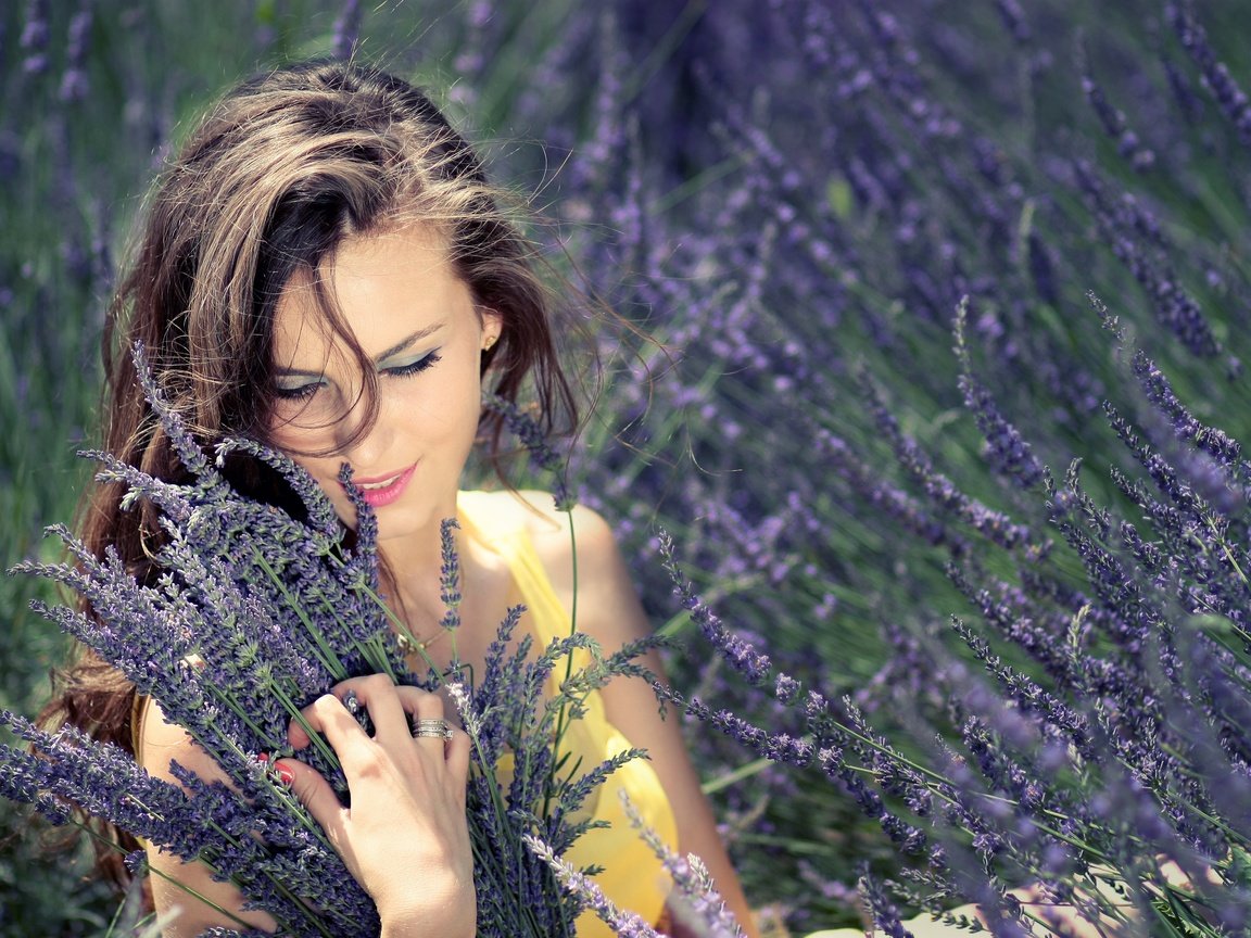 Обои цветы, девушка, лаванда, букет, flowers, girl, lavender, bouquet разрешение 4272x2848 Загрузить