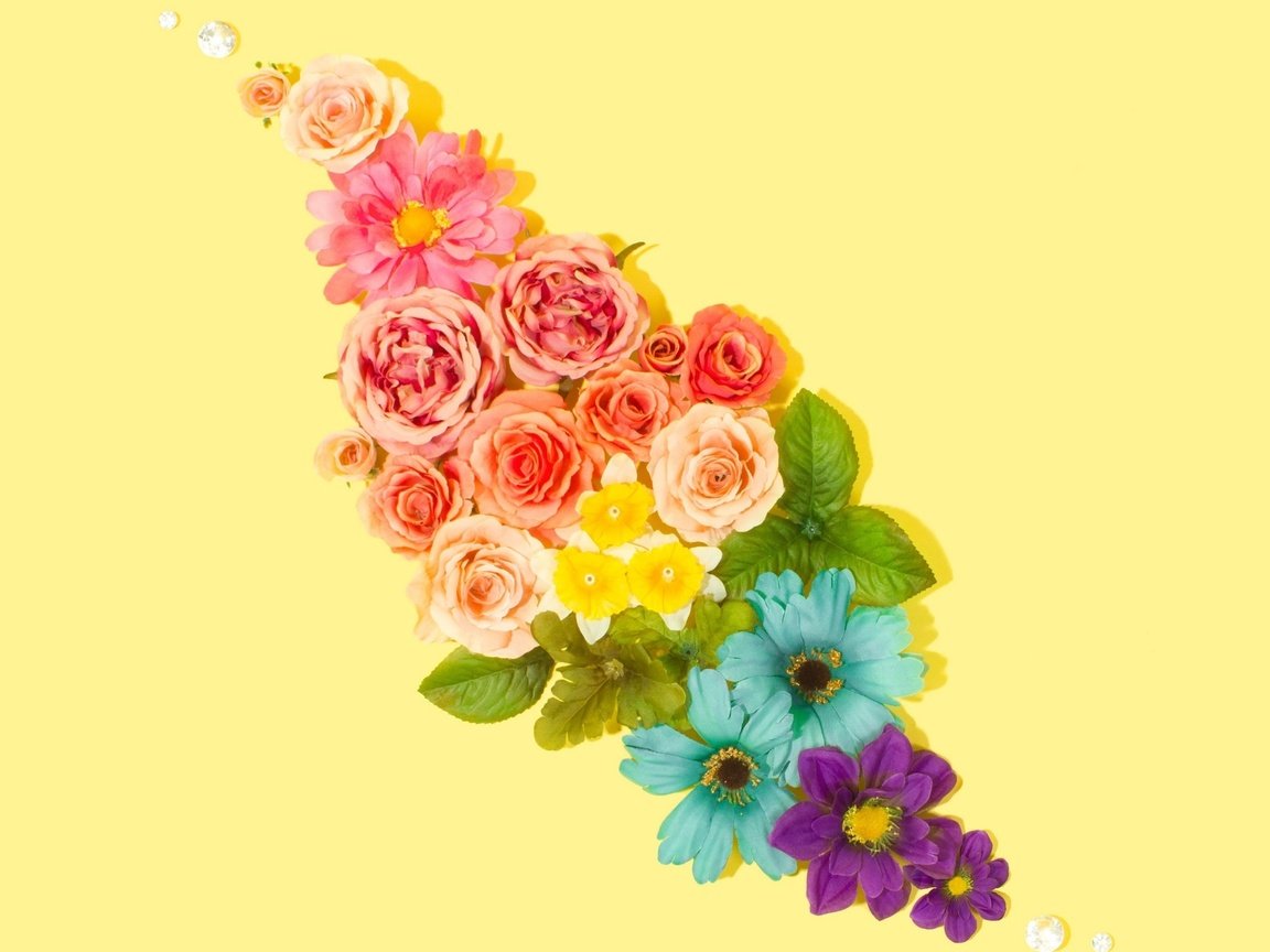 Обои желтый, фон, букет, yellow, background, bouquet разрешение 2560x1600 Загрузить