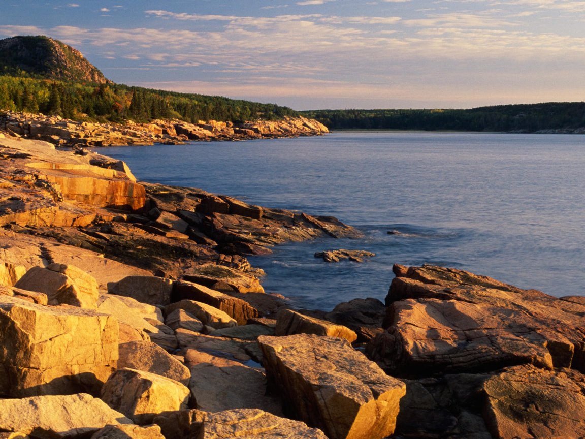 Обои небо, горы, скалы, камни, море, мэйн, acadia national park, the sky, mountains, rocks, stones, sea, maine разрешение 1920x1080 Загрузить