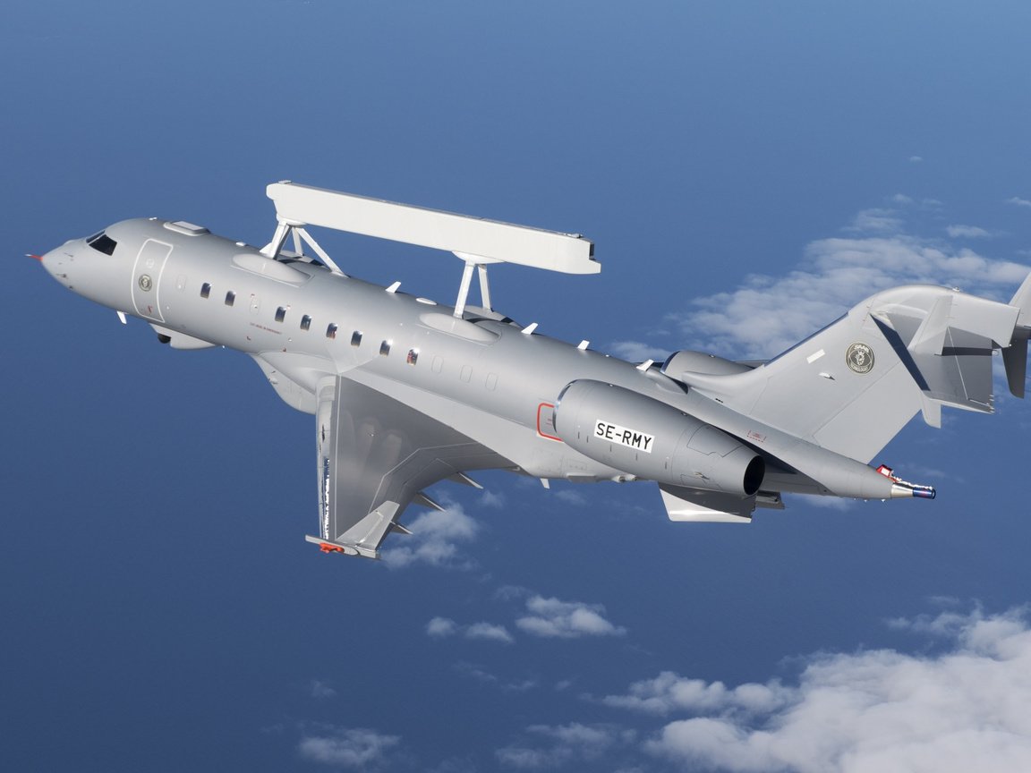 Обои дрло, радар, saab, bombardier global 6000, erieye, awacs, radar разрешение 2112x1188 Загрузить