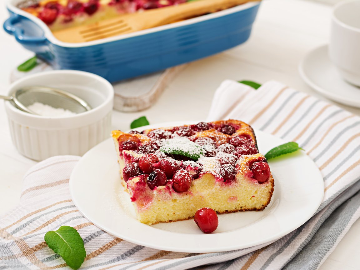 Обои вишня, десерт, сахарная пудра, творог, запеканка, timolina, cherry, dessert, powdered sugar, cheese, casserole разрешение 6000x4000 Загрузить