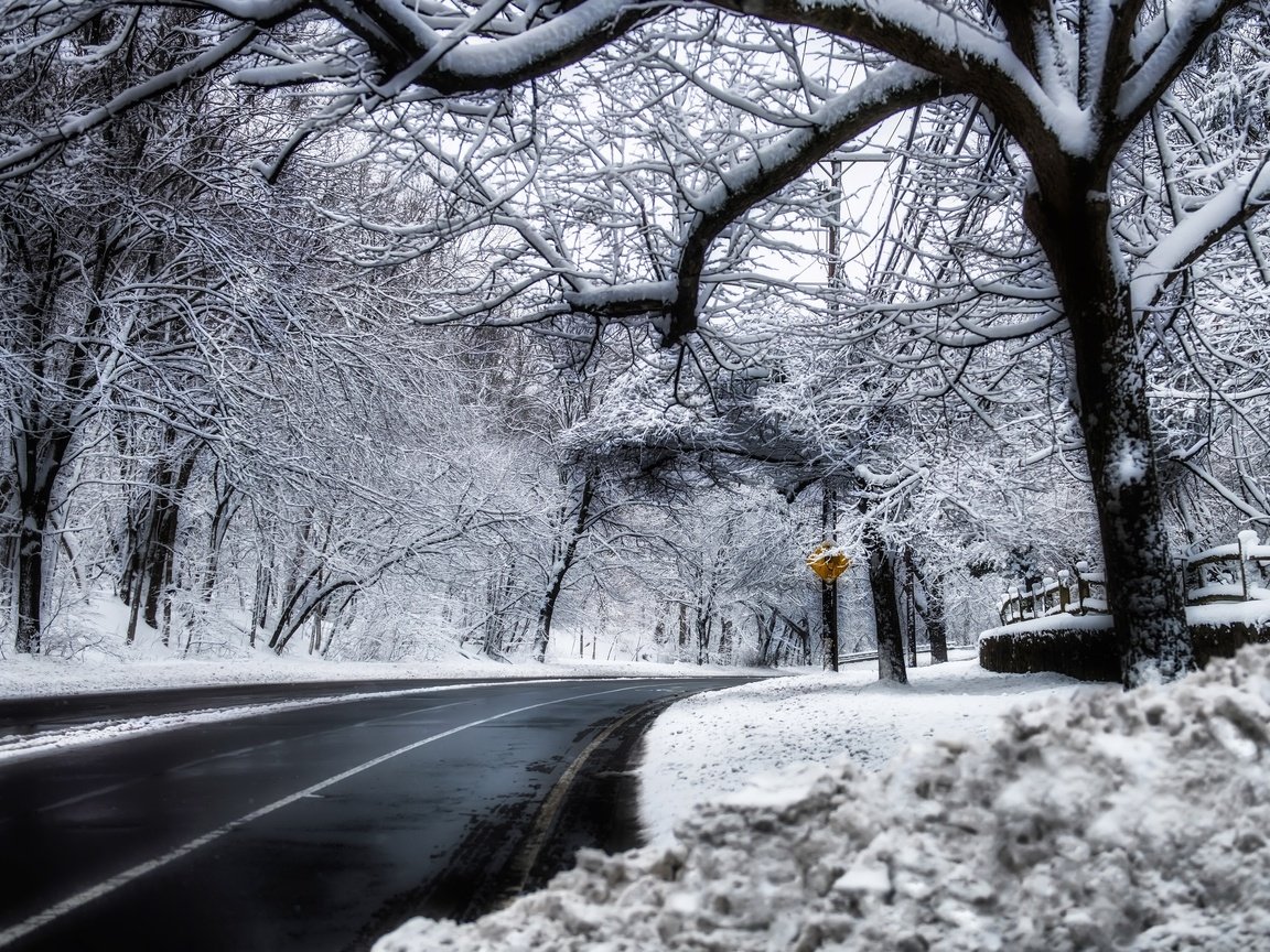 Обои дорога, снег, road, snow разрешение 3840x2160 Загрузить