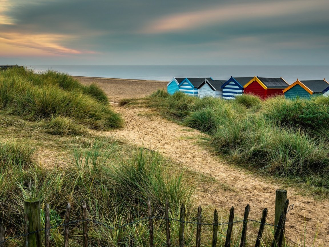 Обои берег, море, домики, shore, sea, houses разрешение 3840x2160 Загрузить