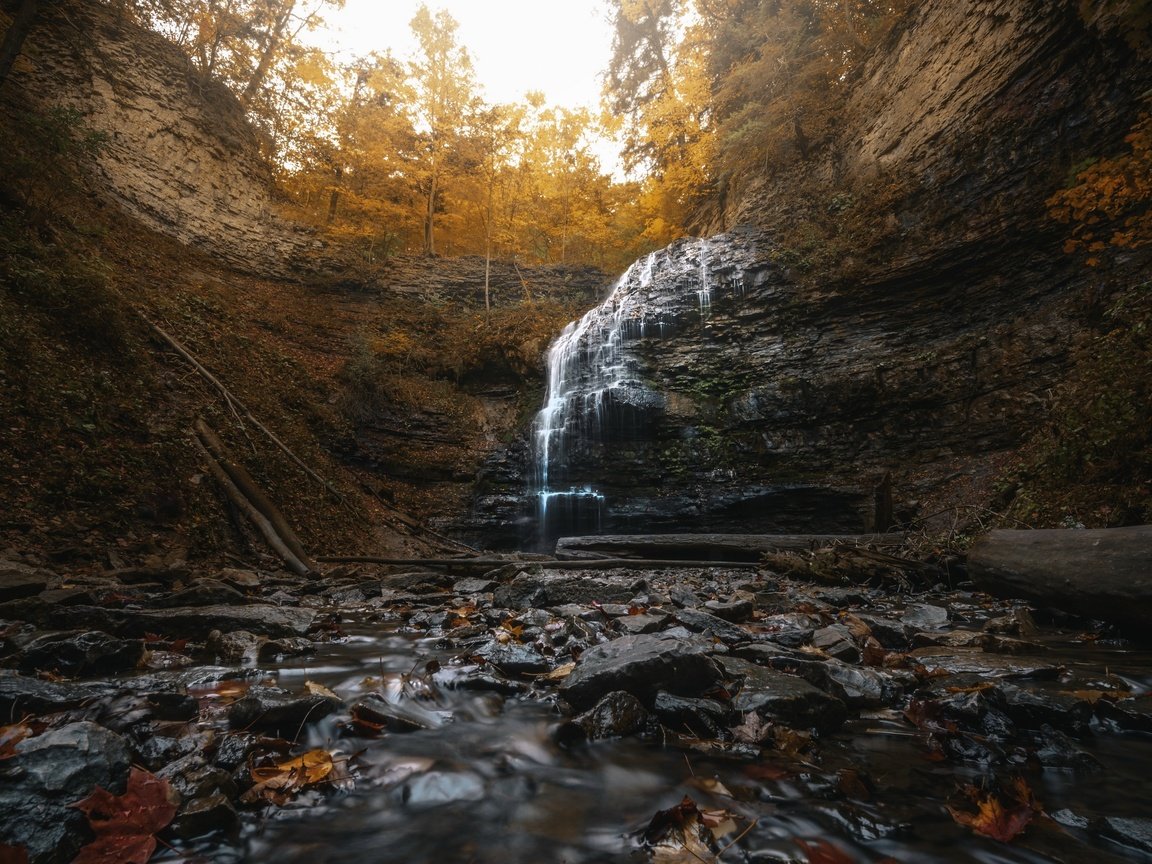 Обои река, скалы, камни, водопад, осень, river, rocks, stones, waterfall, autumn разрешение 3840x2160 Загрузить