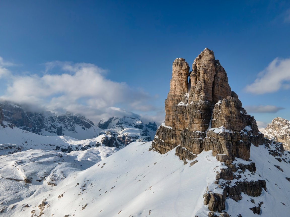 Обои снег, зима, гора, высота, италия, альпы, snow, winter, mountain, height, italy, alps разрешение 5120x3840 Загрузить