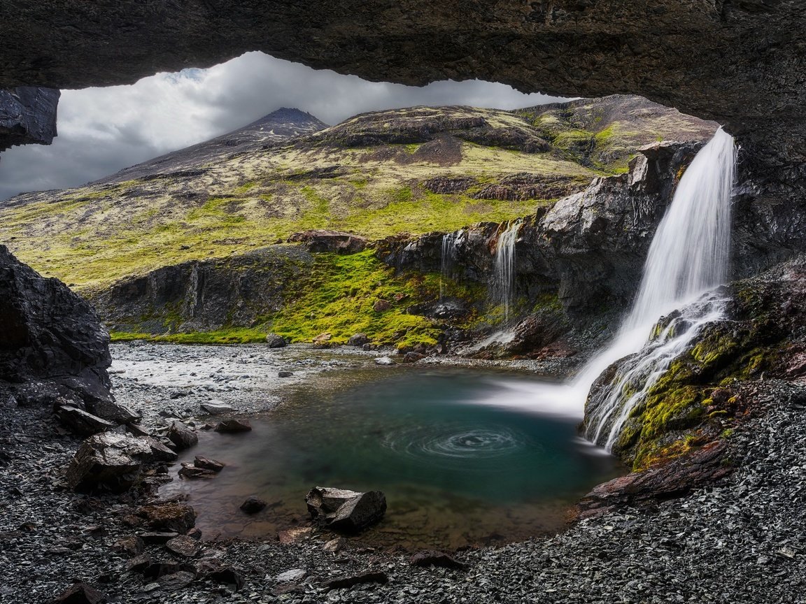 Обои водопад, исландия, waterfall, iceland разрешение 2000x1300 Загрузить