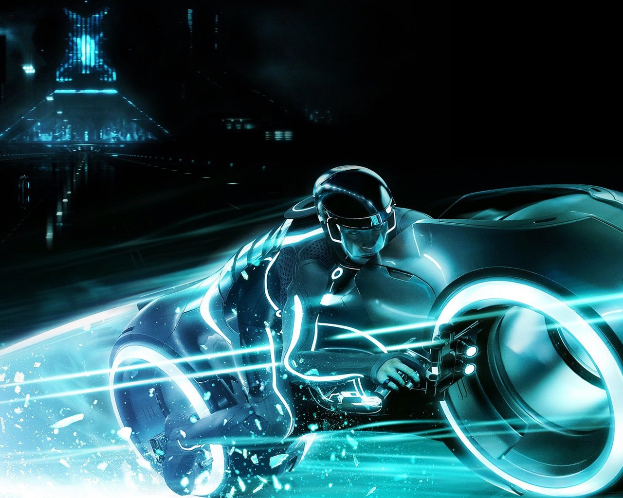 Обои неон, чувак, tron 2, световой мотоцикл, neon, dude, a light motorcycle разрешение 1920x1080 Загрузить