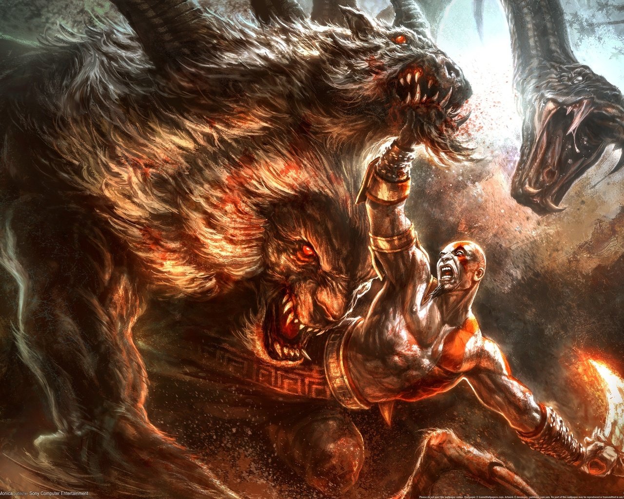 Обои god of war 3, кратос, animal gods, kratos разрешение 2560x1600 Загрузить