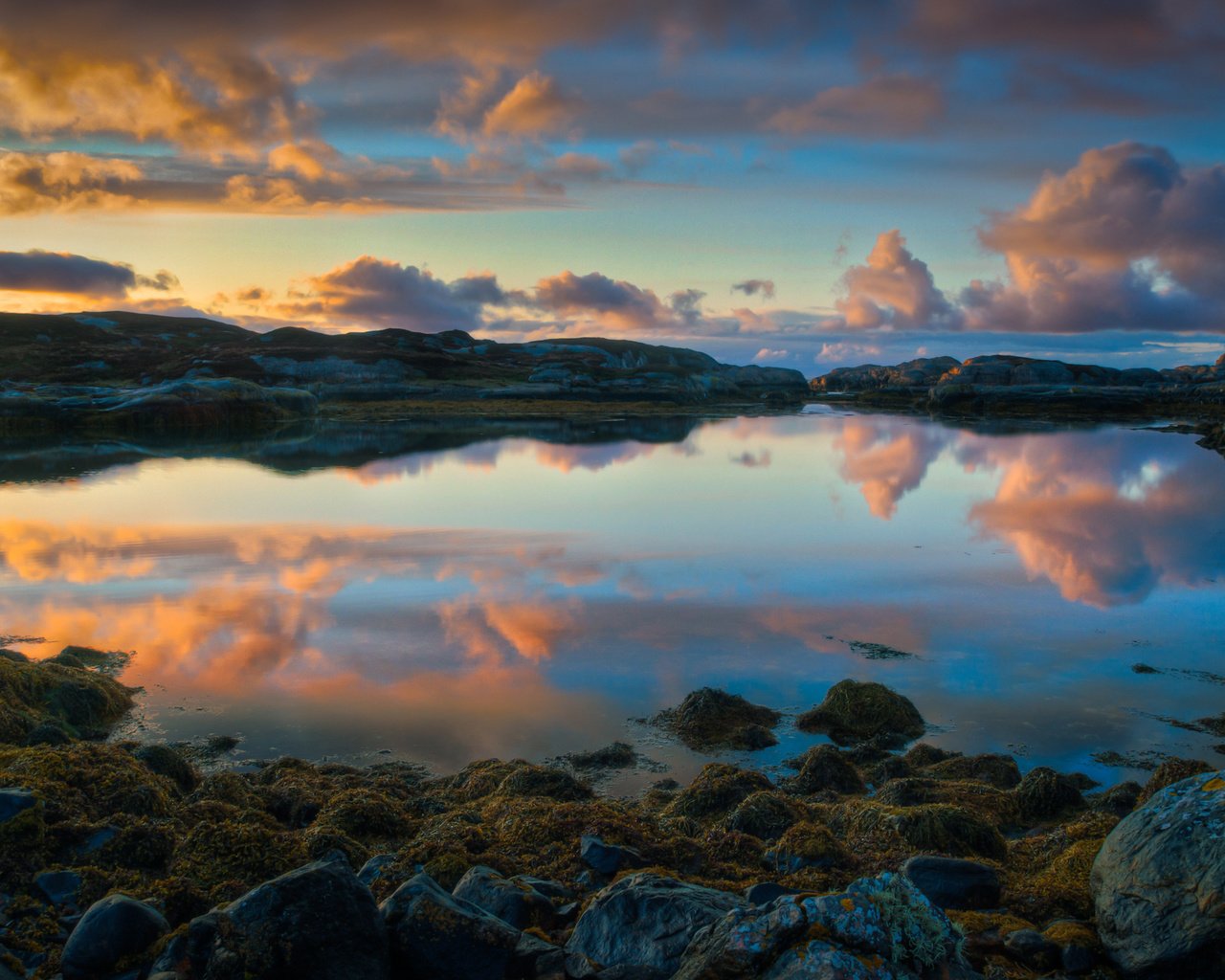 Обои закат, отражение, норвегия, sunset, reflection, norway разрешение 2560x1600 Загрузить