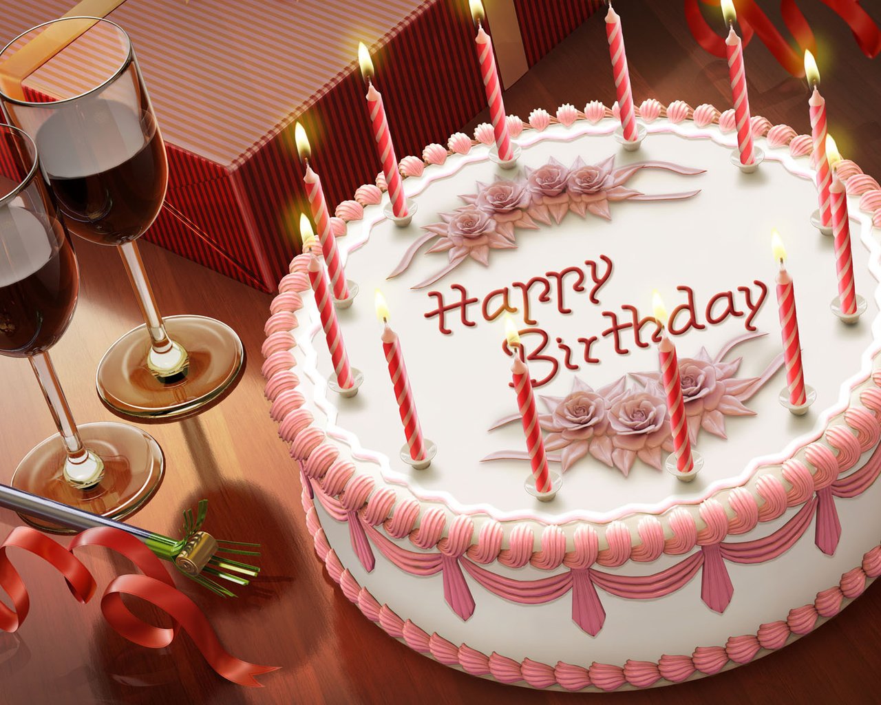Обои свечи, бокалы, торт, с днем ​​рождения, candles, glasses, cake, happy birthday разрешение 1920x1200 Загрузить
