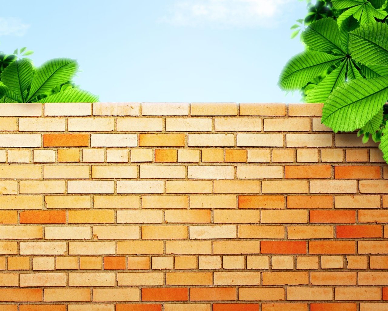 Обои зелень, стена, кирпичи, greens, wall, bricks разрешение 1920x1600 Загрузить