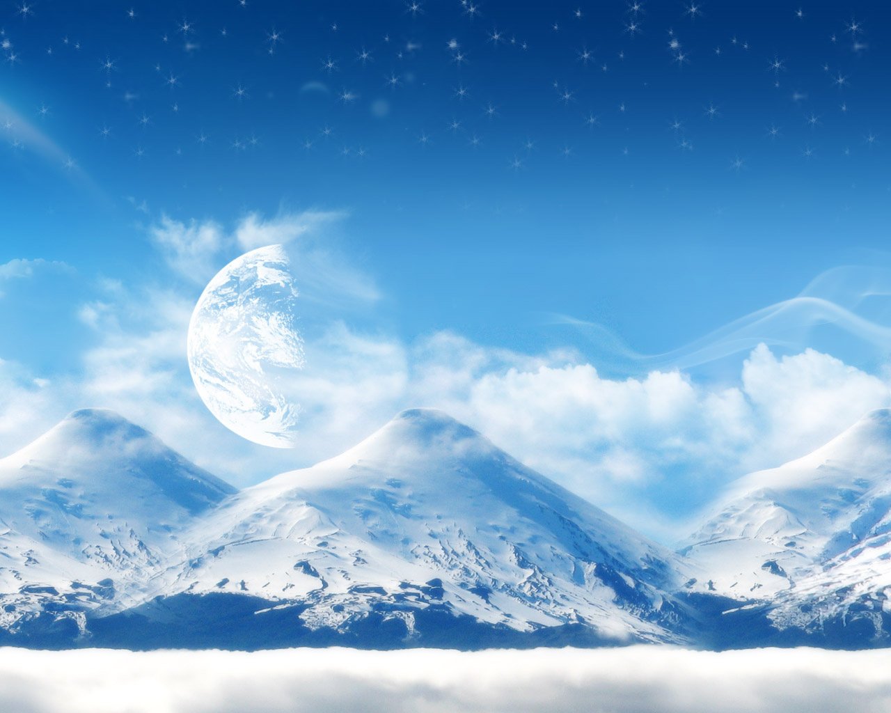 Обои горы, снег, планеты, mountains, snow, planet разрешение 2560x1024 Загрузить