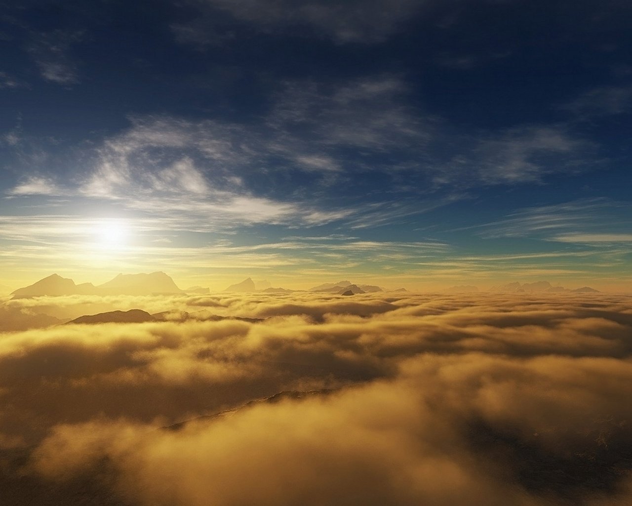 Обои небо, облака, горы, солнце, the sky, clouds, mountains, the sun разрешение 1920x1200 Загрузить