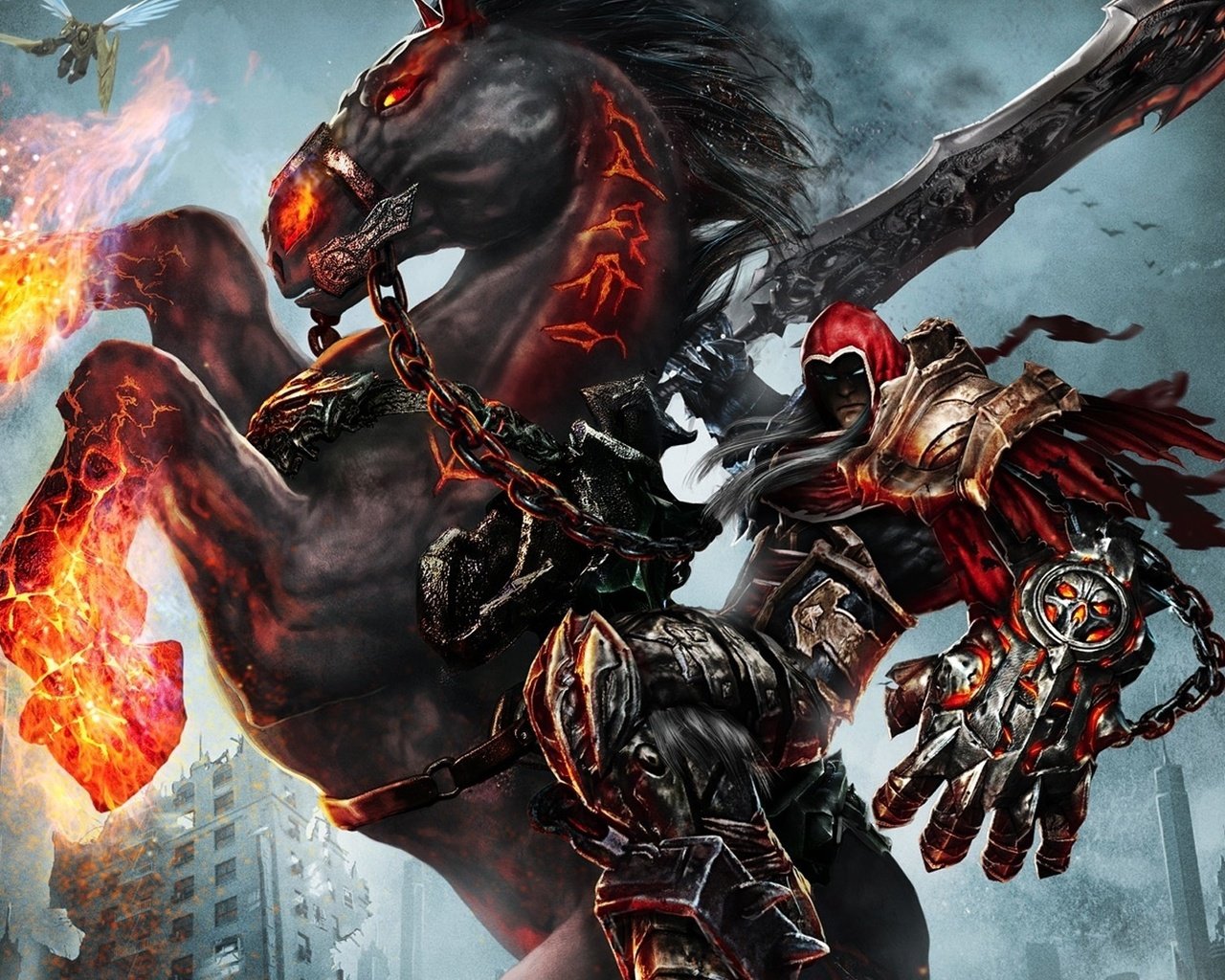 Обои меч, всадник, смерть, darksiders wrath of war, sword, rider, death разрешение 1920x1200 Загрузить