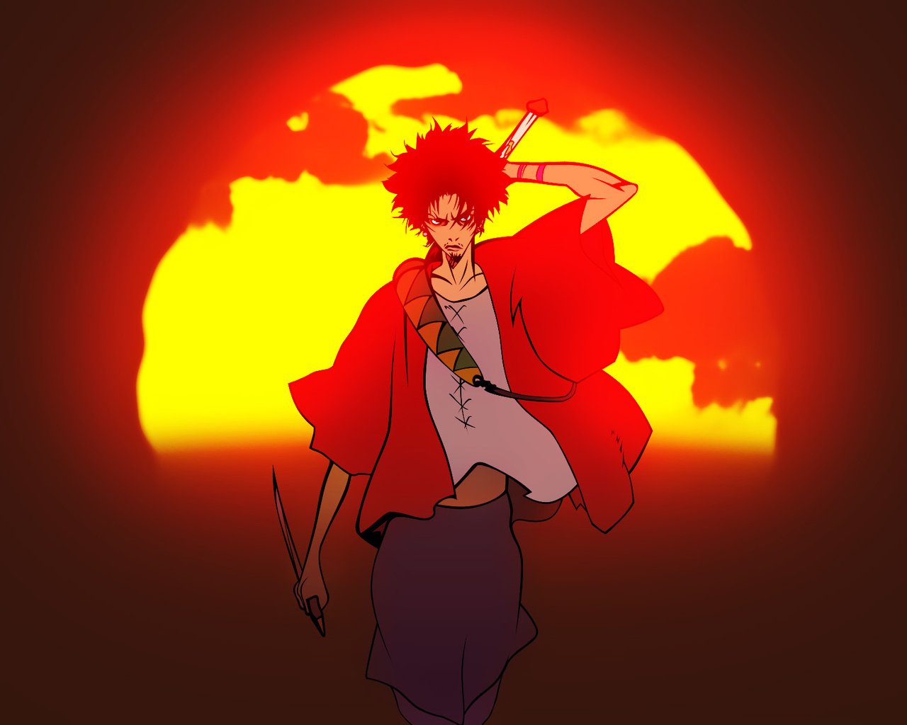 Скачать обои солнце, самурай чамплу, samurai champloo, муген, the sun  разрешение 1280x1024 #9690