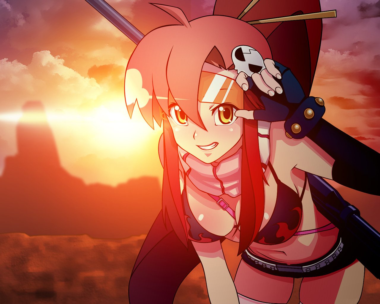 Обои закат, девушка, винтовка, gurren lagann, sunset, girl, rifle разрешение 1920x1200 Загрузить