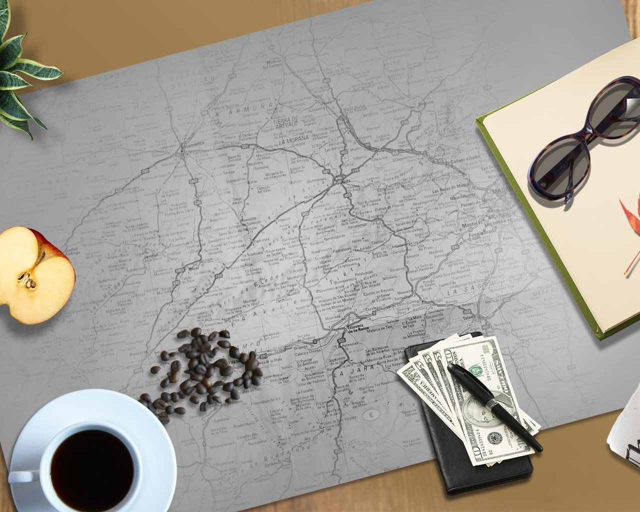 Обои кофе, вещи, карта, рабочий стол, coffee, things, map, desk разрешение 1920x1200 Загрузить