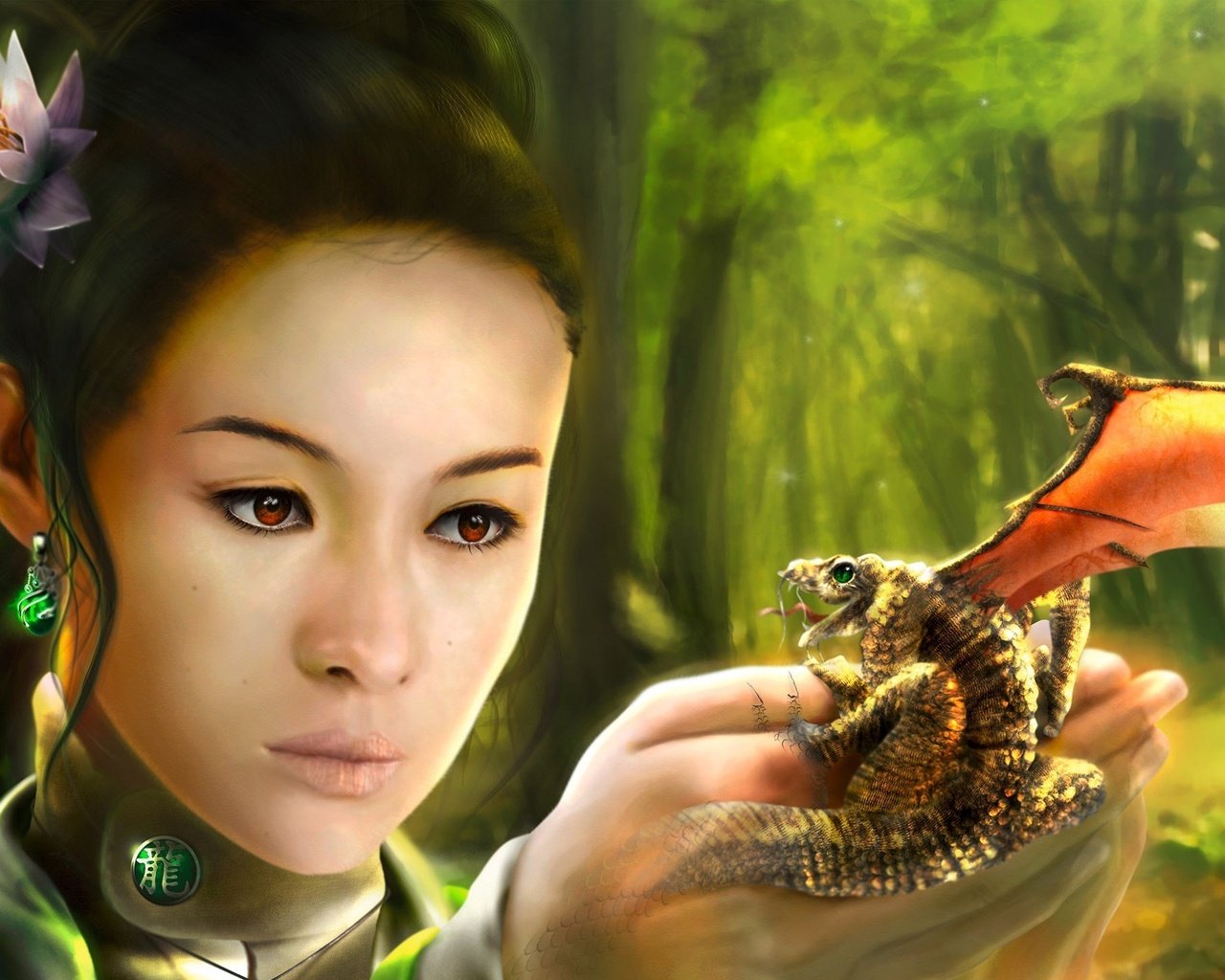 Обои дракон, азиатка, ладошки, christian suhr, dragon, asian, her hands разрешение 2560x1440 Загрузить