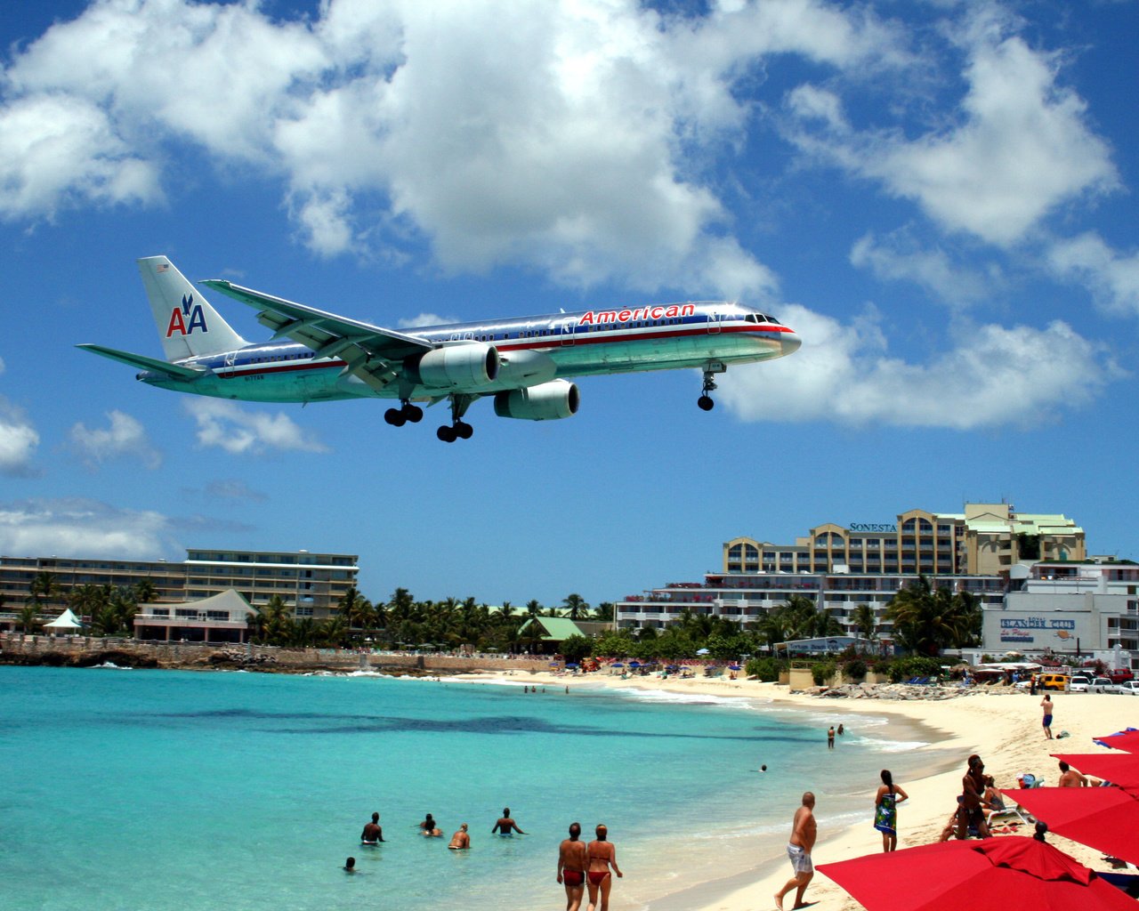 Обои самолет, транспорт, american 757, st.maarten airport, the plane, transport разрешение 2816x1880 Загрузить