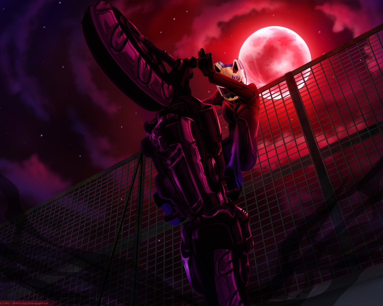 Обои мотоцикл, moon, durarara!!, sturluson selty, ноч, звезд, motorcycle, selty sturluson, night, stars разрешение 2560x1600 Загрузить