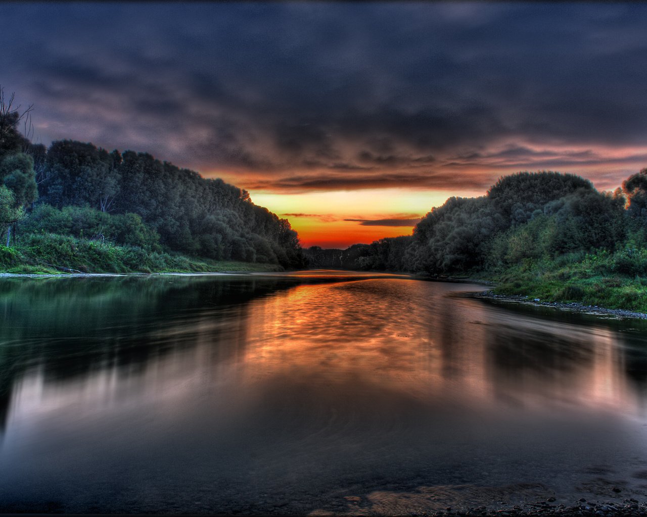 Обои закат, меж, двух берегов, а может и рассвет, sunset, between, the two banks, and maybe dawn разрешение 1920x1200 Загрузить