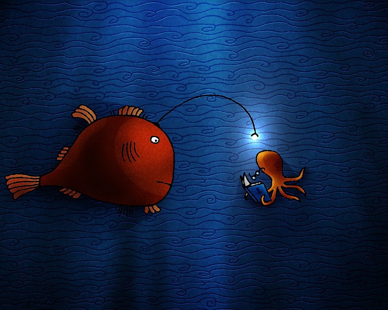 Обои рисунок, рыба, огонек, figure, fish, light разрешение 2560x1600 Загрузить