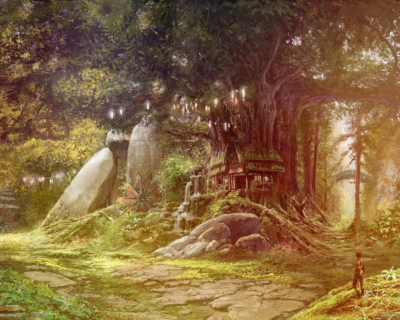 Обои лес, человек, дом, сказка, tower of eternity, айон, forest, people, house, tale, aion разрешение 1920x1200 Загрузить