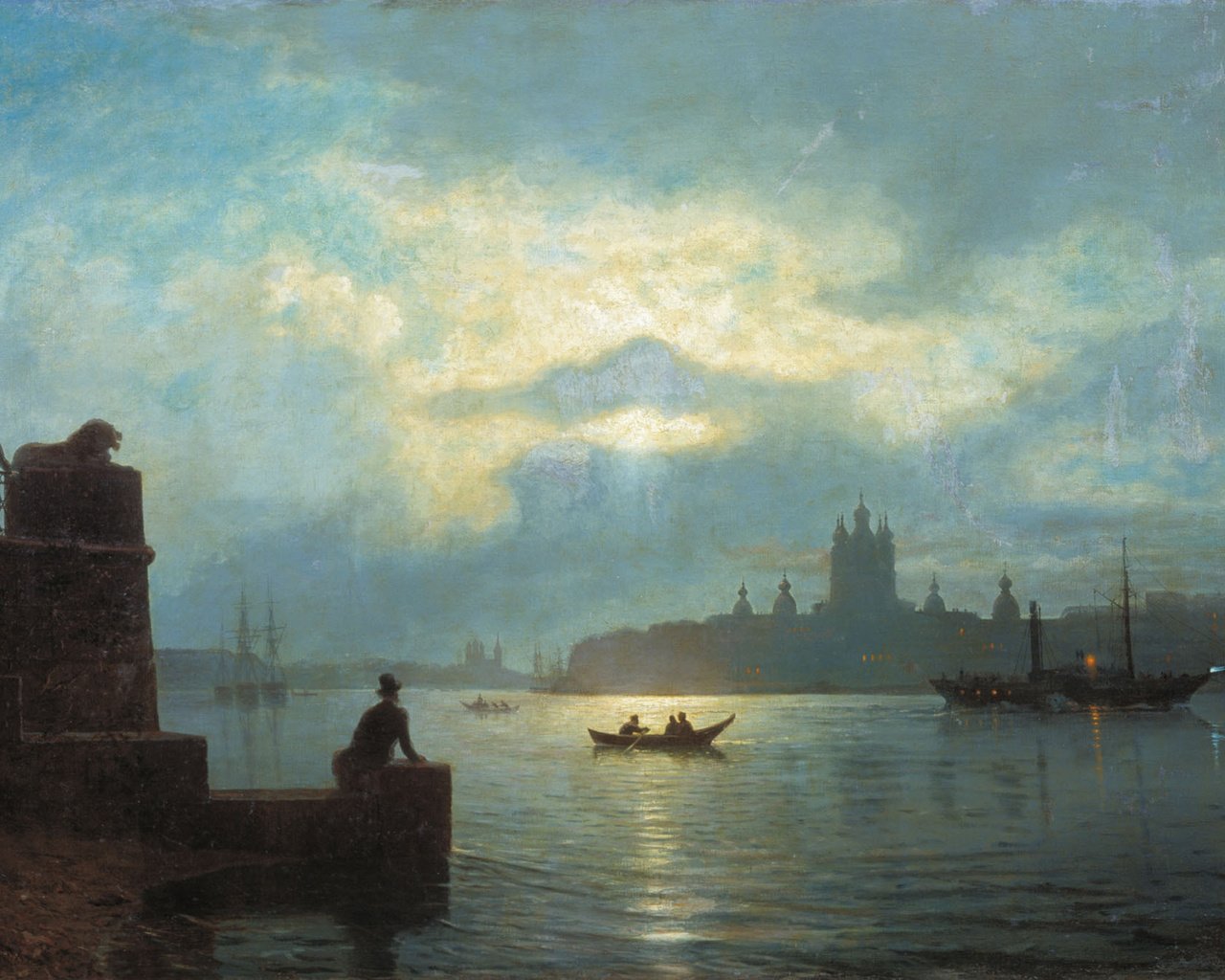 Обои картина, лагорио, лунная ночь над невой, picture, lagorio, moonlit night on the neva разрешение 2036x1350 Загрузить