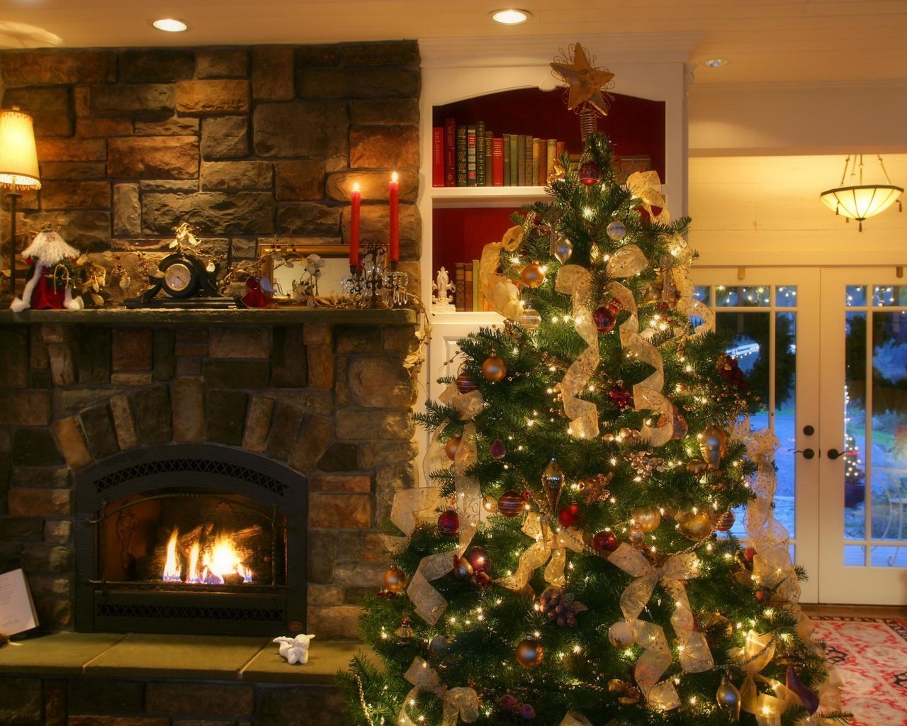 Обои елка, комната, камин, уют, tree, room, fireplace, comfort разрешение 1999x1333 Загрузить