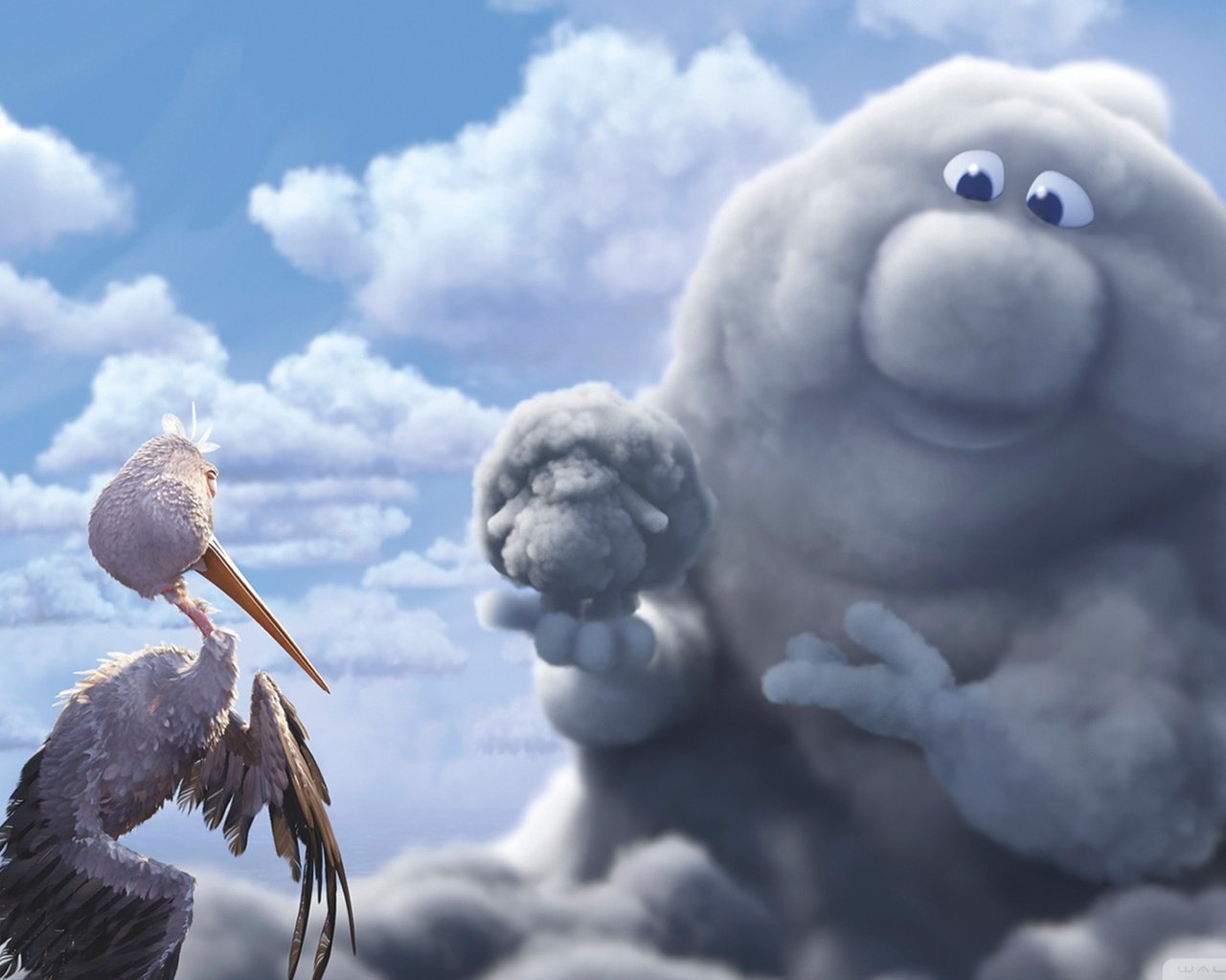 Обои облако, мультфильм, аист, partly cloudy, cloud, cartoon, stork разрешение 1920x1080 Загрузить