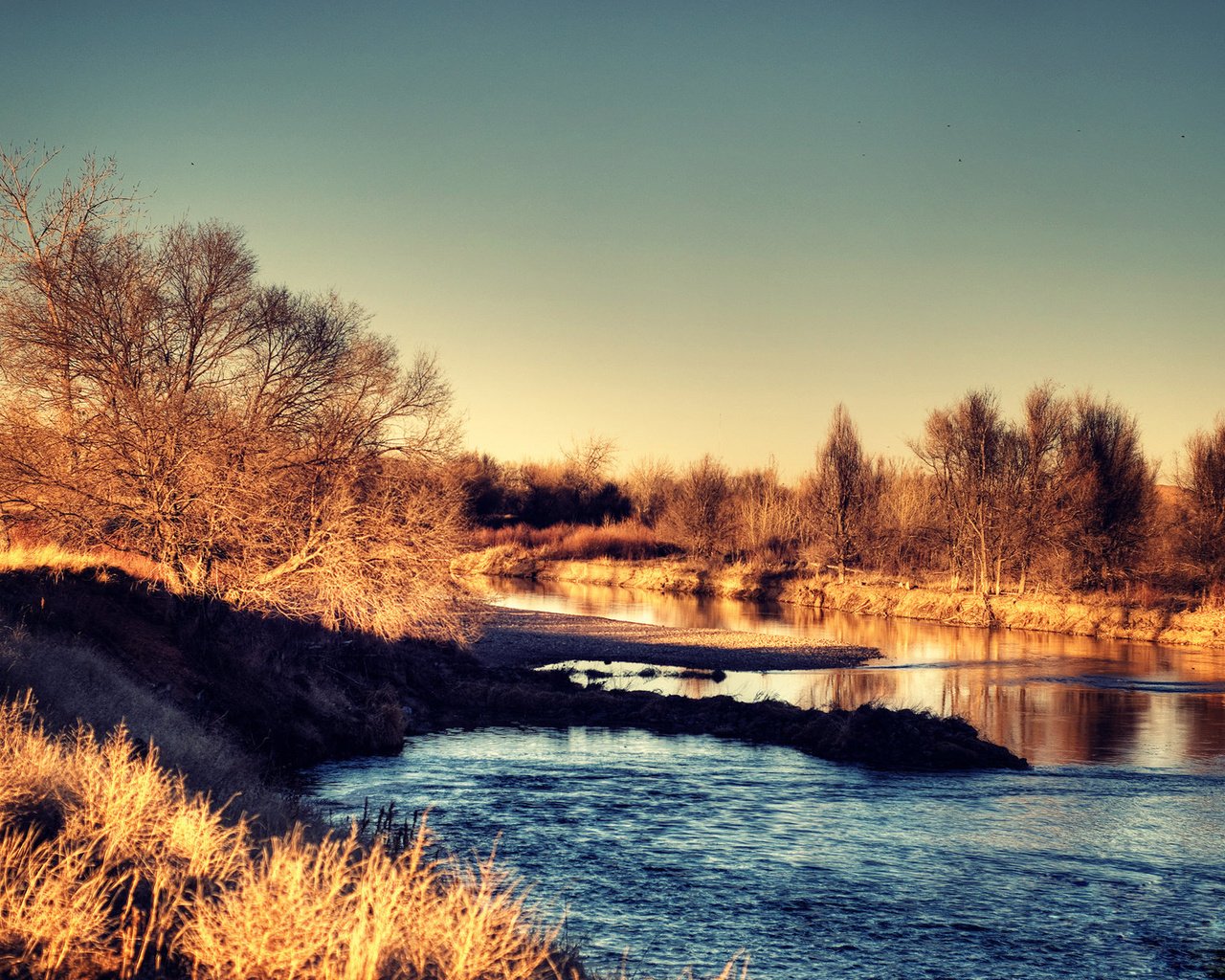 Обои река, осень, кустарник, river, autumn, shrub разрешение 1920x1200 Загрузить