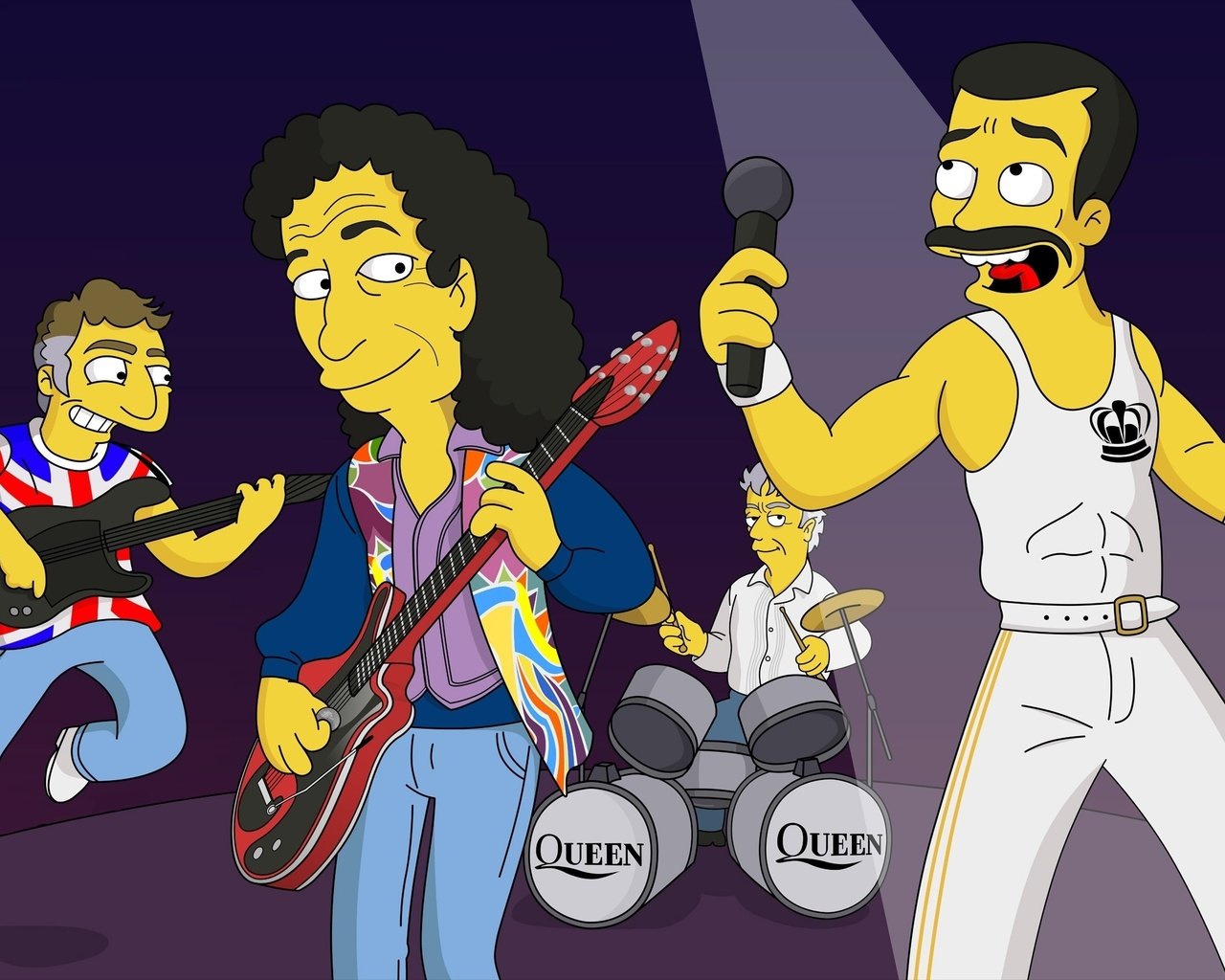 Обои группа, королева, симпсоны, фредди меркьюри, group, queen, the simpsons, freddie mercury разрешение 2560x1600 Загрузить