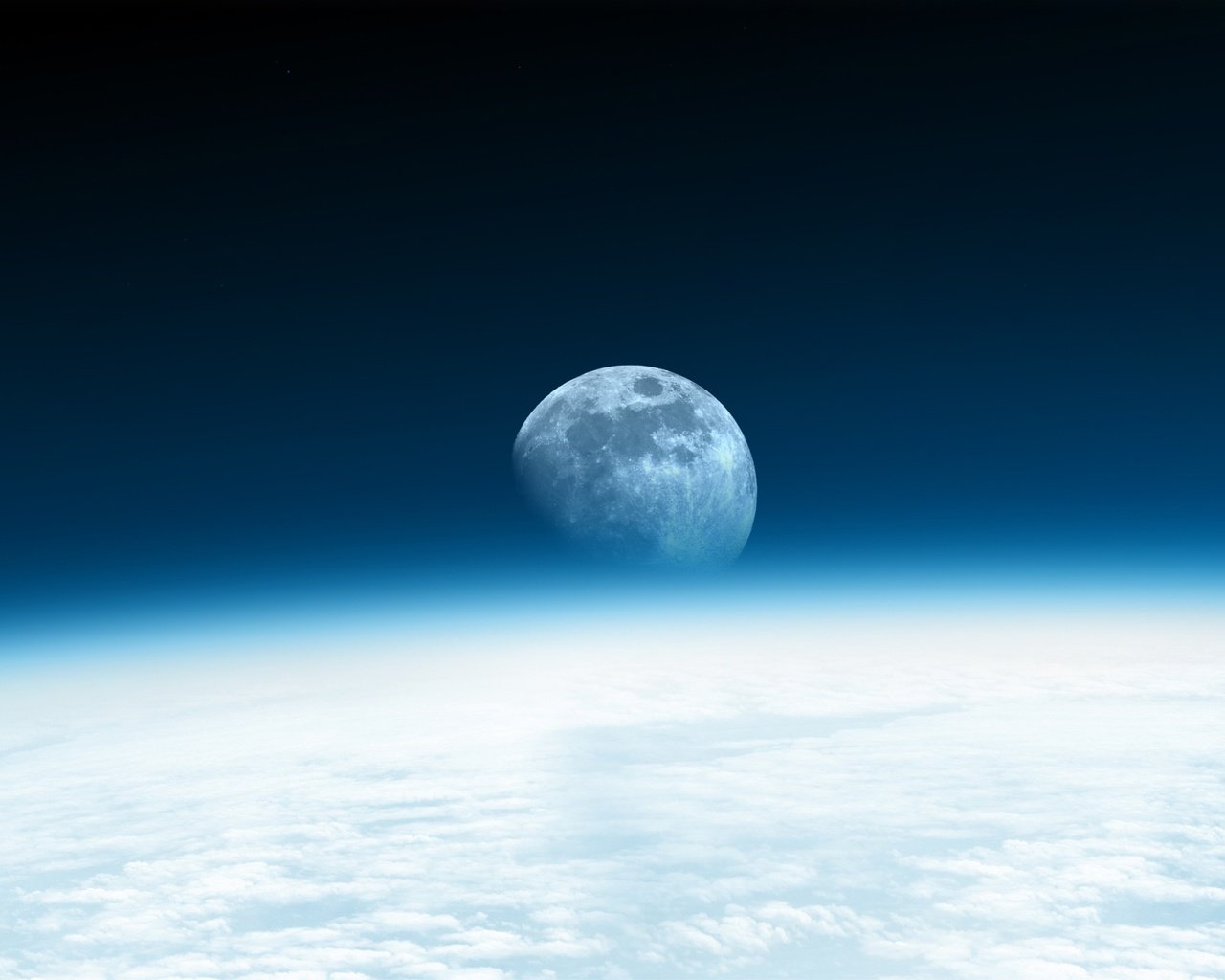 Обои облака, земля, космос, горизонт, луна, атмосфера, clouds, earth, space, horizon, the moon, the atmosphere разрешение 2048x1280 Загрузить