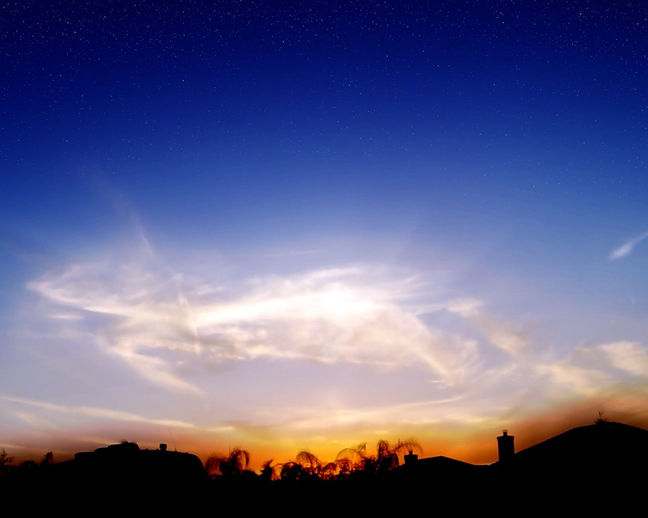 Обои облака, вечер, пейзаж, закат солнца, сумерки, clouds, the evening, landscape, sunset, twilight разрешение 1920x1080 Загрузить