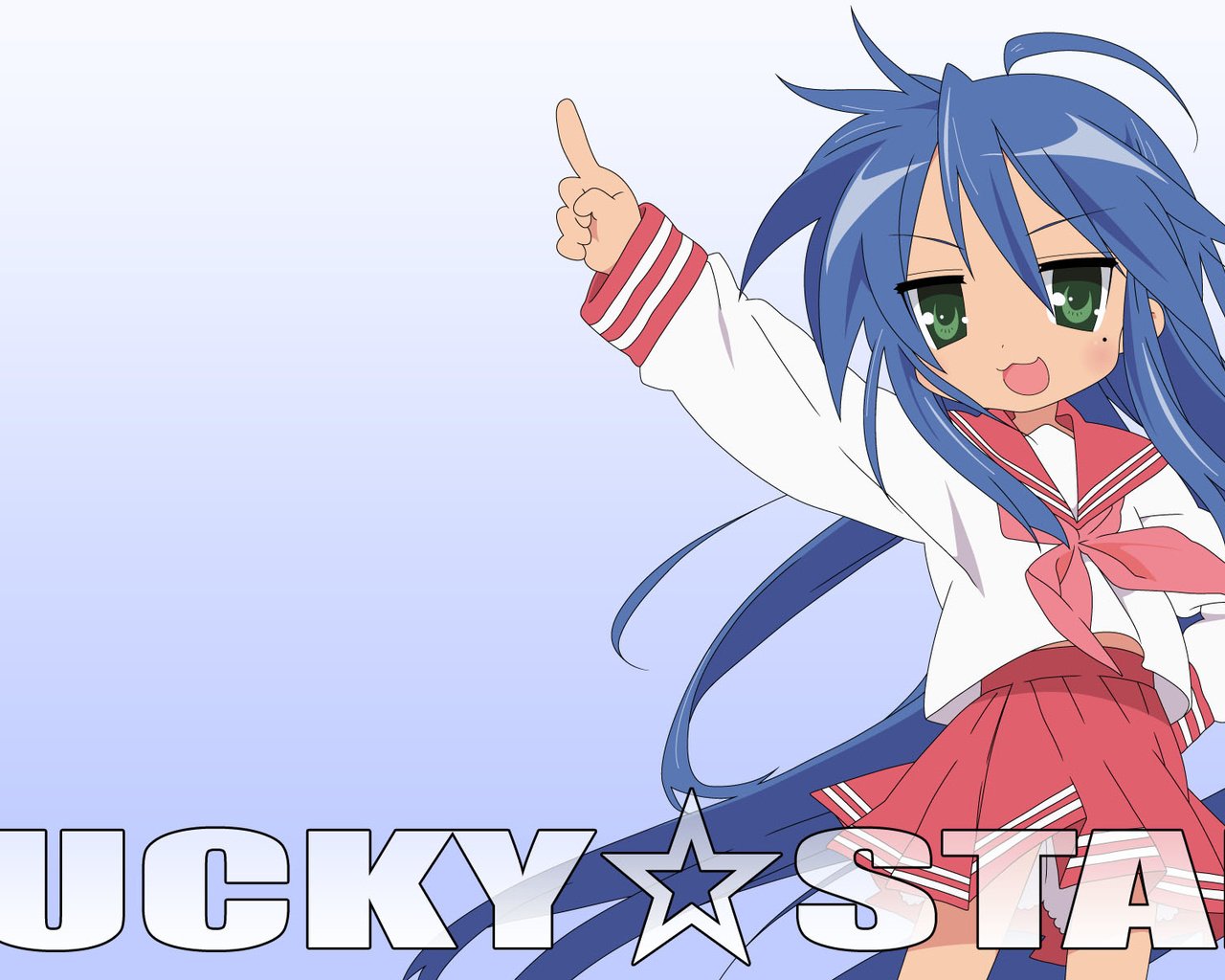 Обои зеленые глаза, lucky star, голубые волосы, izumi konata, seifuku, green eyes, blue hair разрешение 1920x1200 Загрузить